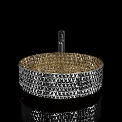Cor original do ouro de Crystal Glass Vessel Sinks British da bacia redonda artística da bancada