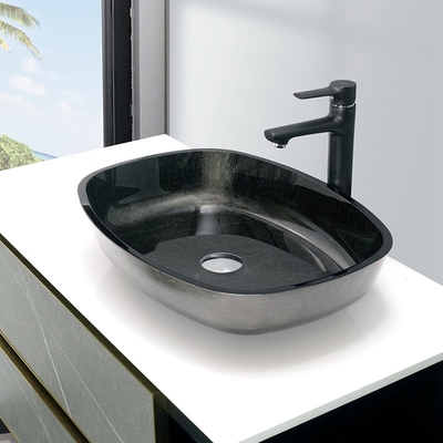 Gravação de vidro resistente da cor verde de bacia de lavagem do tampo da mesa do risco moderna