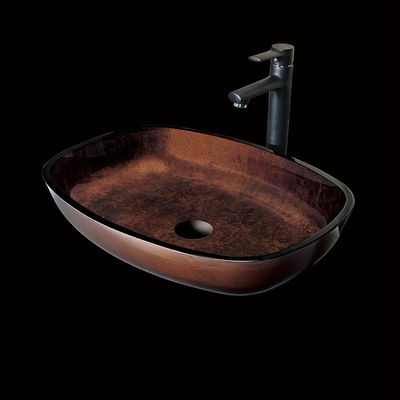 Bancada retangular Brown Russet da bacia de lavagem da mão do vintage do projeto moderno grande