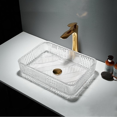 Polegada de vidro retangular Crystal Clear do tampo da mesa 12 da bacia de lavagem