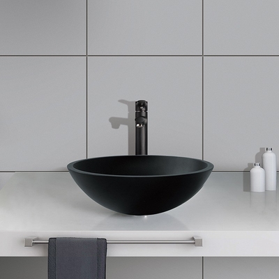 Revestimento de vidro ácido da oxidação de Matt Black Basin Round Bathroom do hotel anti