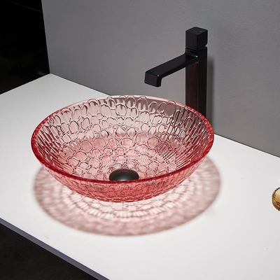 Bancada Crystal Wash Basins Bathroom Glass da cor vermelha moderno