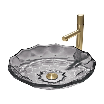 Bola moderna luz de vidro dada forma Gray Color Vessel Sinks Pop da bacia de lavagem acima do dreno