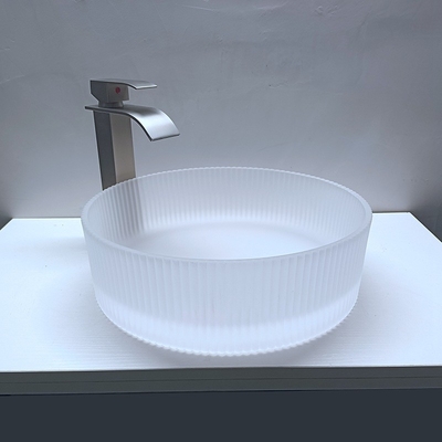 Listras matt ácidas de Crystal Glass Wash Basin Vertical que fundem dissipadores do banheiro da bancada