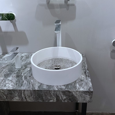 Marmo branco borda vidro transparente fundo de vidro lavatório taça lavatório bancário