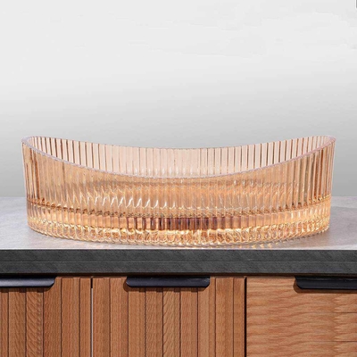 Cor âmbar 500*370*140mm Bacia de lavagem de vidro sem transbordamento para solução de economia de espaço