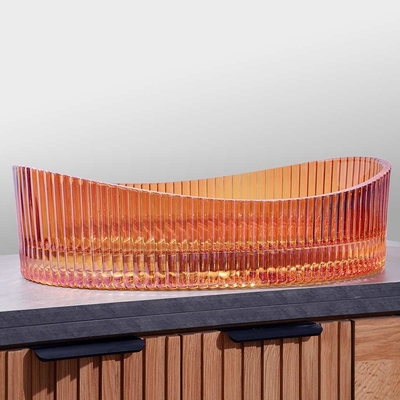 Bacia de lavatório de vidro montada no balcão 500*370*140mm para banheiro moderno