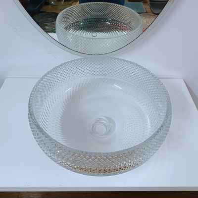 Bacias de vidro claras Crystal Round Artistic da embarcação bancada do dissipador da embarcação de 10 polegadas