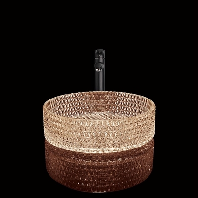 Bacia autônoma do dissipador do banheiro da cor do chá de Diamond Vanity Counter Wash Basin
