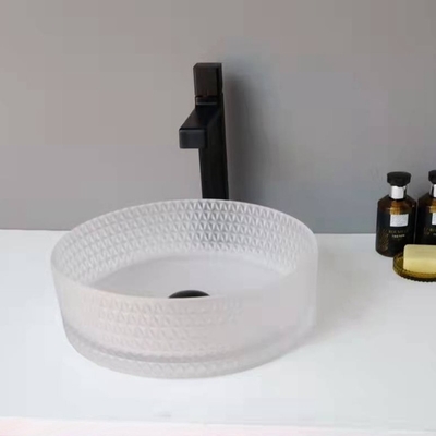 Parte alta ácida Crystal Diamond da vaidade 12mm de Matt Glass Vessel Basins Bathroom