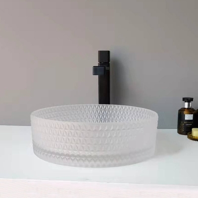 Parte alta ácida Crystal Diamond da vaidade 12mm de Matt Glass Vessel Basins Bathroom