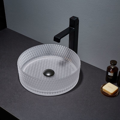 Parte alta ácida Crystal Diamond da vaidade 12mm de Matt Glass Vessel Basins Bathroom