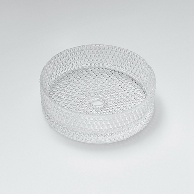 a mão do tampo da mesa de 12mm lava a bacia 15,5 avança a bacia transparente de Crystal Round Bathroom Sink Basin