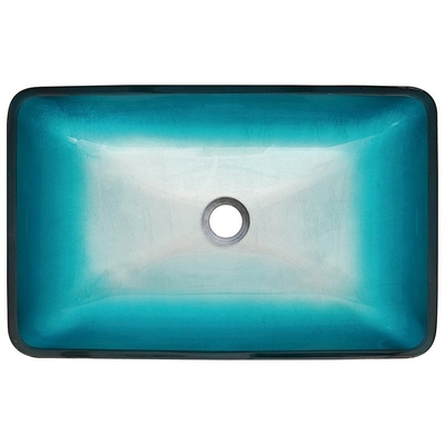 Dissipador azul de vidro moderado 560 * 360 * 110mm da embarcação do retângulo com torneira