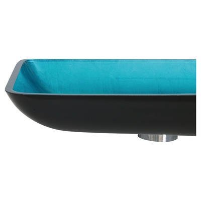 Dissipador azul de vidro moderado 560 * 360 * 110mm da embarcação do retângulo com torneira