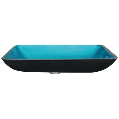 Dissipador azul de vidro moderado 560 * 360 * 110mm da embarcação do retângulo com torneira