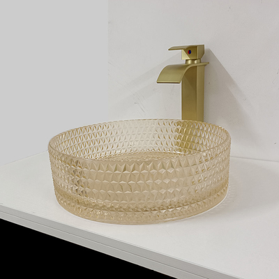 Banheiro Crystal Diamond Art do cilindro de Champagne Glass Vanity Sink Bowl