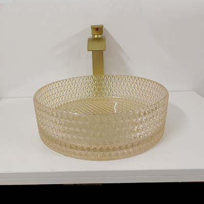 Banheiro Crystal Diamond Art do cilindro de Champagne Glass Vanity Sink Bowl