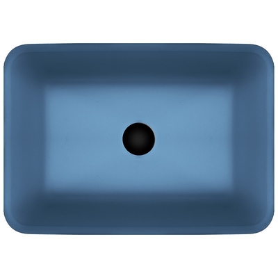 Dissipador feito a mão Matt Vessel Light Blue Vanity do vidro temperado retangular