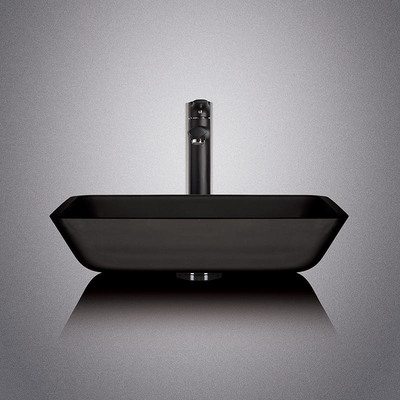 Bacia superior contrária do preto ácido do cinza 20inch de Matt Tempered Glass Sink Dark retangular