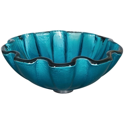 Forma verde moderada círculo da flor da bancada do banheiro 150mm da bacia de vidro da bacia