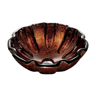 a circular clara da bacia do dissipador do banheiro do clássico de 19mm moderou a forma de vidro Brown da flor