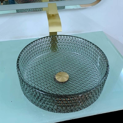 Altura de vidro do tampo da mesa 120mm do preto da bacia de lavagem da bancada moderna artística