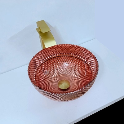 Vidro Shinning Rose Gold Vessel Sink Square acima de contrário galvanizada
