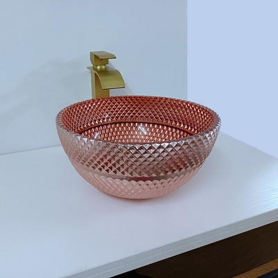 Vidro Shinning Rose Gold Vessel Sink Square acima de contrário galvanizada