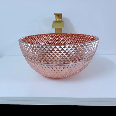 Vidro Shinning Rose Gold Vessel Sink Square acima de contrário galvanizada