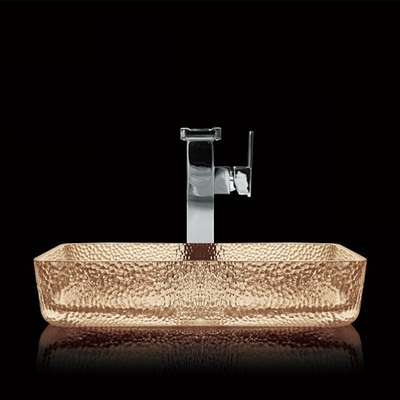 Bacia de lavagem clara Crystal Vessel Retangular Bathroom Sink da mão do toalete do chá