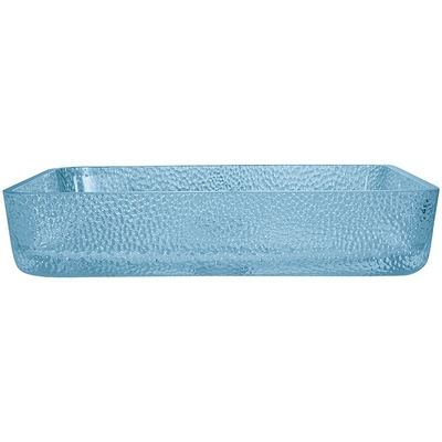 Da água de vidro do banheiro da bacia do retângulo moderno a cor azul superior contrária envernizou