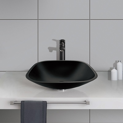 O preto ácido do tampo da mesa de Matt Square Bowl Bathroom Sink moderou a anti bancada de vidro da oxidação
