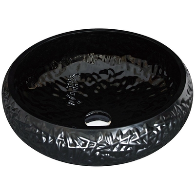 dissipador preto da embarcação do banheiro da altura de 440mm em volta de Crystal Ball Shape exterior envernizado