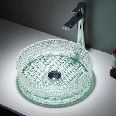 Bacias de vidro cilíndricas H112mm da embarcação, arte luz da bacia de lavagem de 14 polegadas - verde