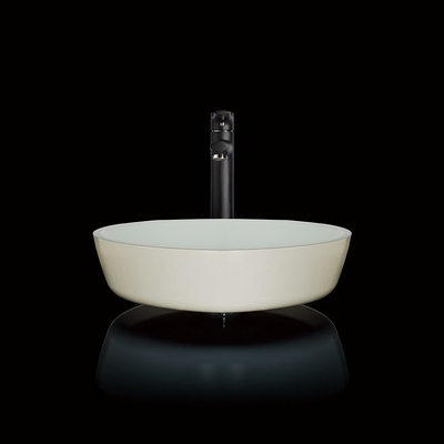 do comprimento de vidro da bacia 420mm da bacia da altura de 110mm dissipador branco redondo Textured da embarcação