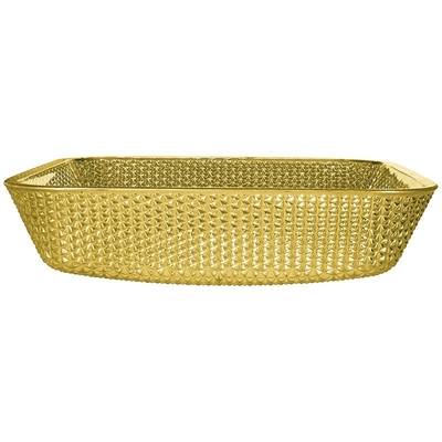Os dissipadores cromados da vaidade da bancada esquadram a embarcação de vidro Crystal Luxury Gold Color