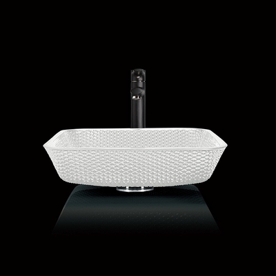 a vaidade da bancada de 12mm afunda o branco resistente de Crystal Square Vessel Bathroom Scratch