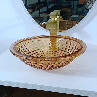Da bacia redonda artística da bacia da vaidade projeto italiano Amber Glass Vessel Sink