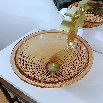 Da bacia redonda artística da bacia da vaidade projeto italiano Amber Glass Vessel Sink