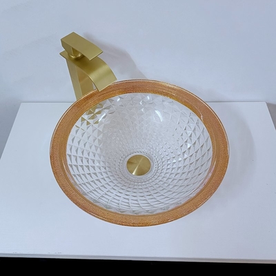 Bacia de lavagem colorida 450mm da borda do ouro Diamond Deep Vessel Cone Shape elegante