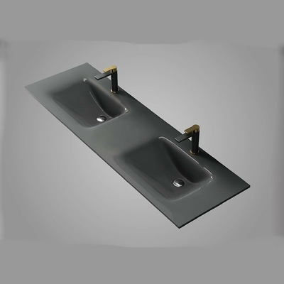 O armário moderou a bancada de bronze de vidro da vaidade do banheiro do dreno da forma de funil do dissipador com dissipador