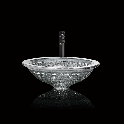 O funil de prata deu forma aos dissipadores de vidro da embarcação de Crystal Wash Basins Chromed Etched