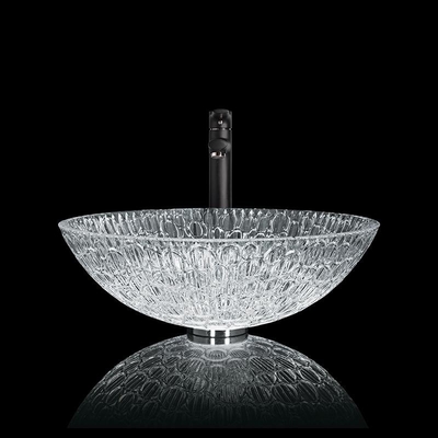 Bacia de vidro artística redonda do dissipador da embarcação de Crystal Wash Basins 130mm do hotel para o banheiro da casa