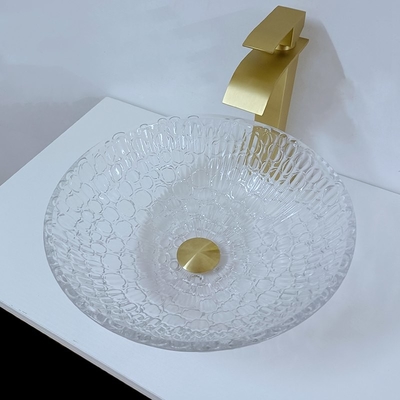 Bacia de vidro artística redonda do dissipador da embarcação de Crystal Wash Basins 130mm do hotel para o banheiro da casa
