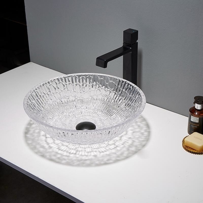 Bacia de vidro artística redonda do dissipador da embarcação de Crystal Wash Basins 130mm do hotel para o banheiro da casa