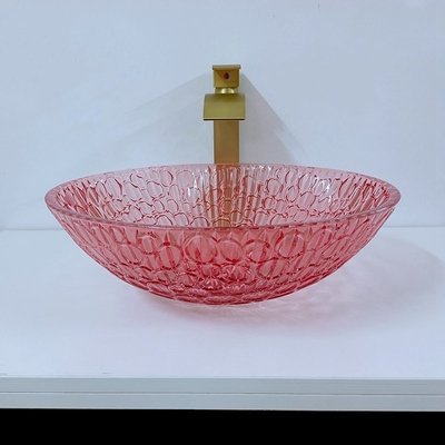 Bancada Crystal Wash Basins Bathroom Glass da cor vermelha moderno