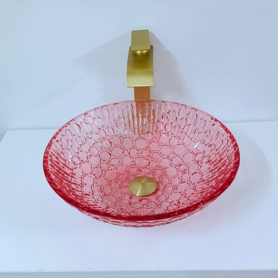 Bancada Crystal Wash Basins Bathroom Glass da cor vermelha moderno