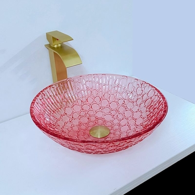Bancada Crystal Wash Basins Bathroom Glass da cor vermelha moderno