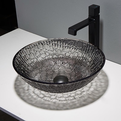 Moderno envernizado de Crystal Wash Basins Black Round do armário de canto projetado